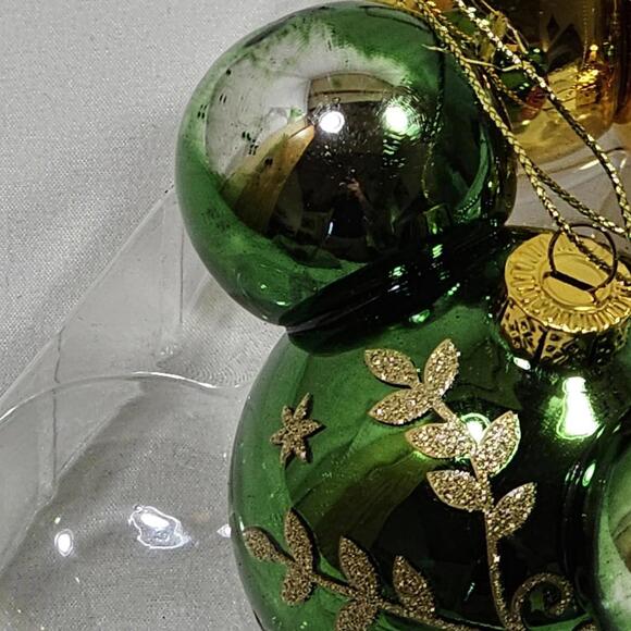 Disney Parks Mickey Mouse Ear Icon Indent Retro Glass Christmas Tree Ornament - Picture 9 of 11